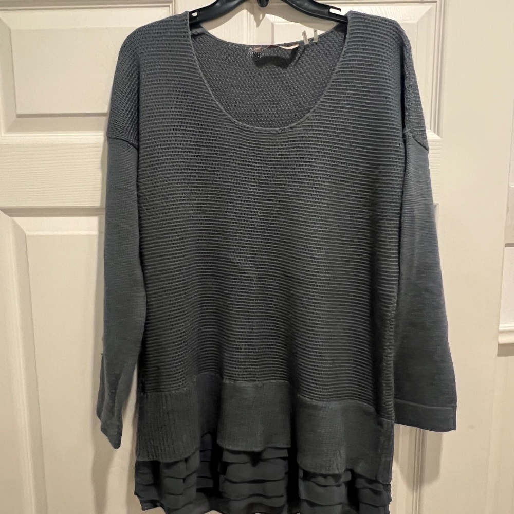 Soft Surroundings Blouse Knit Tunic Top | Size Medium | Color Grey